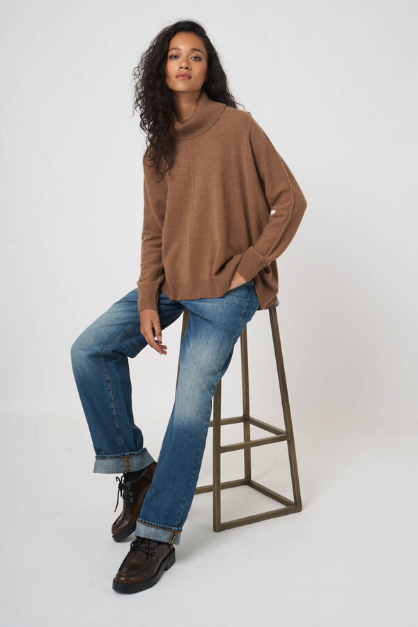 Turtleneck sweater with wide a-line silhouette