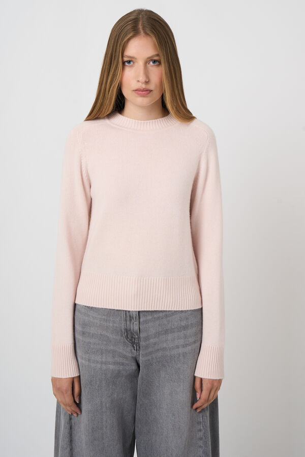 Cropped Cashmere Round-Neck Sweater