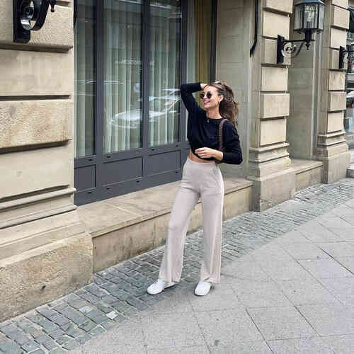 Pantalon large en cachemire biologique