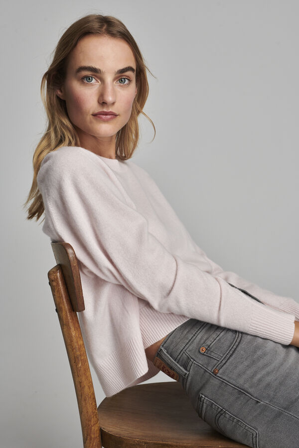 &Uuml;bergr&ouml;&szlig;er Kaschmirpullover mit Rundhalsausschnitt