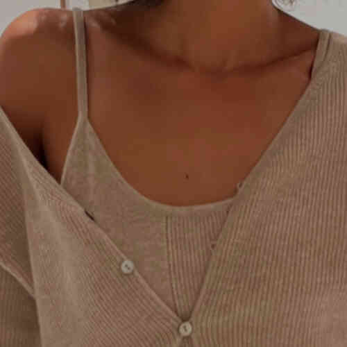 Knitted cashmere crop top with pointelle details