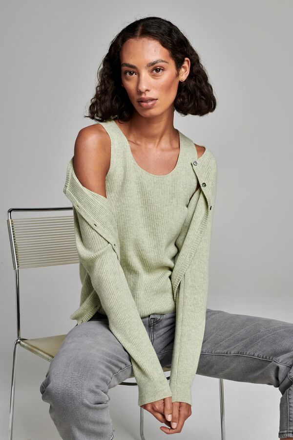 Cashmere rib knit tank top