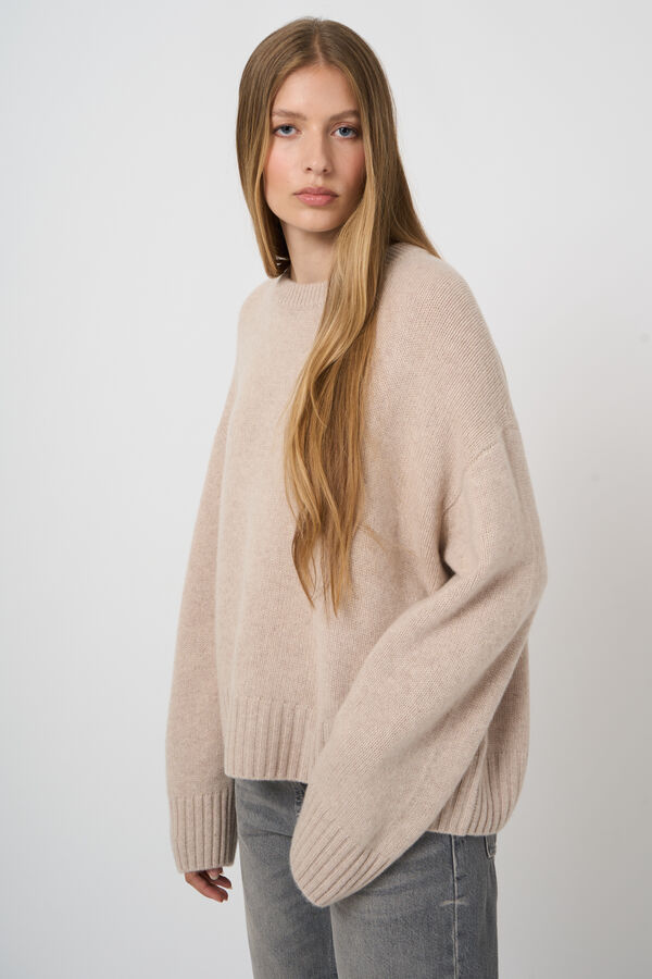 Chunky Cashmere Sweater With Knit Detail