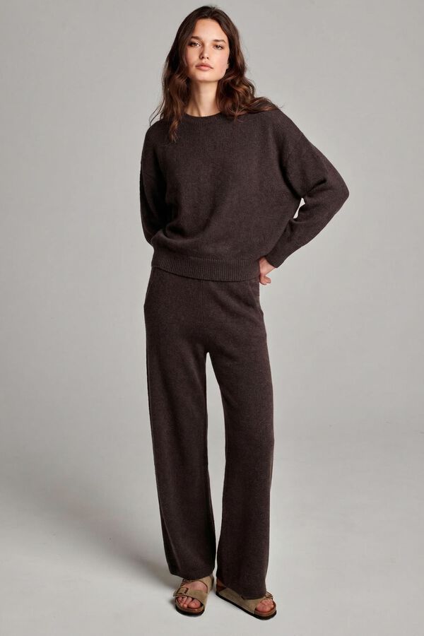 Wide organic cashmere knitted pants