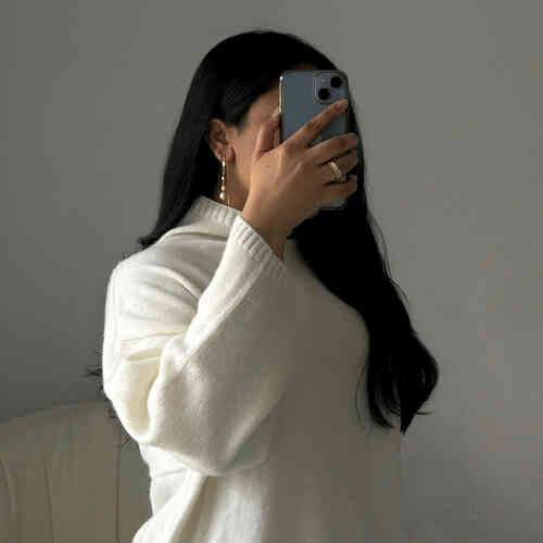 Organic cashmere sweater with stand collar