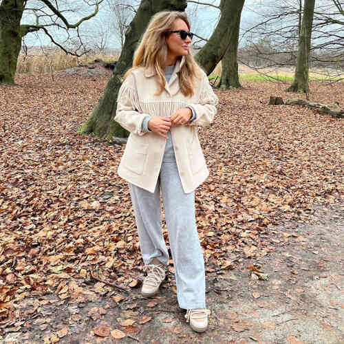 Wide organic cashmere knitted pants
