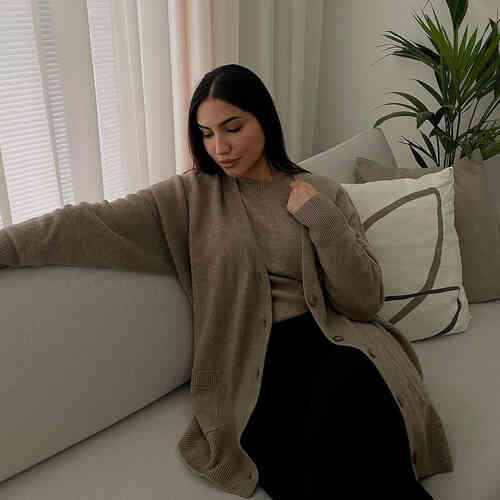 Cardigan ample boutonne en cachemire