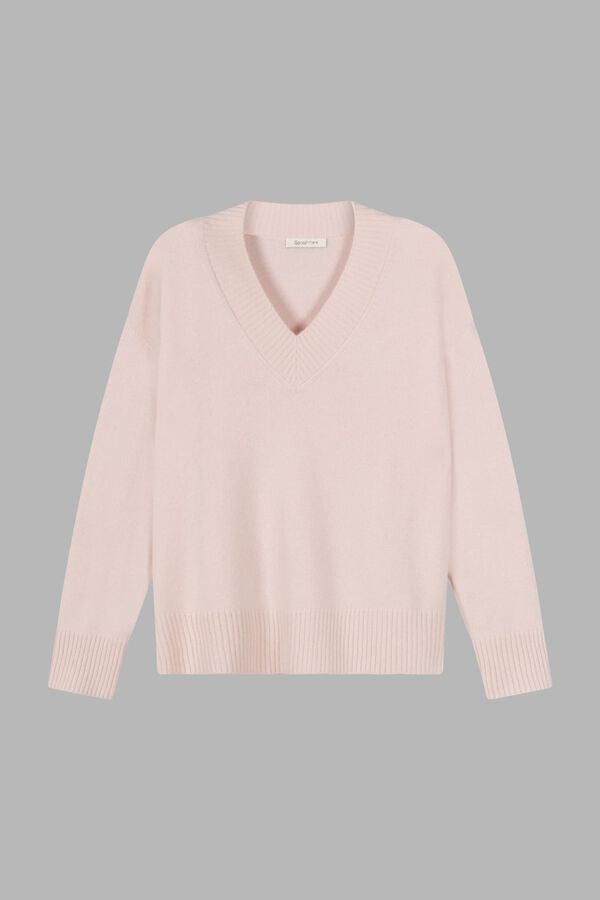 Deep V-neck organic cashmere sweater