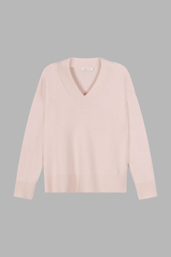 Deep V-neck organic cashmere sweater