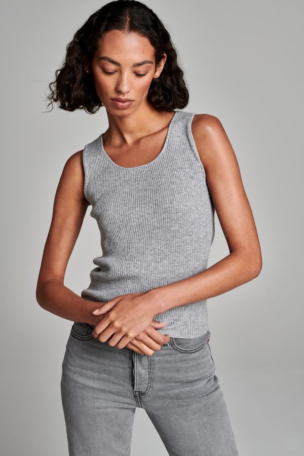 Cashmere rib knit tank top