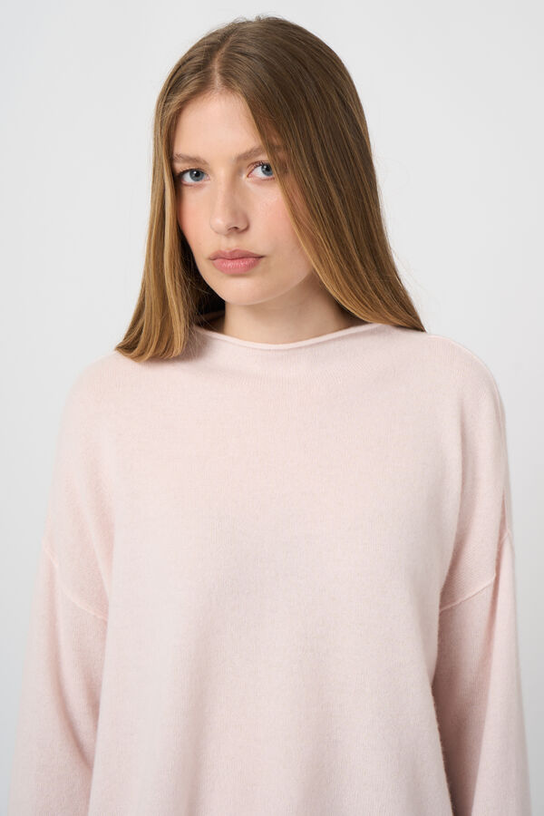 Cropped Cashmere Stand-Collar Sweater